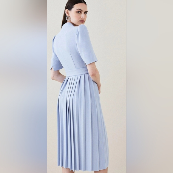 Karen MillenStructured Crepe Forever Pleated Midi Dress NWT Size 6 - Picture 3 of 8